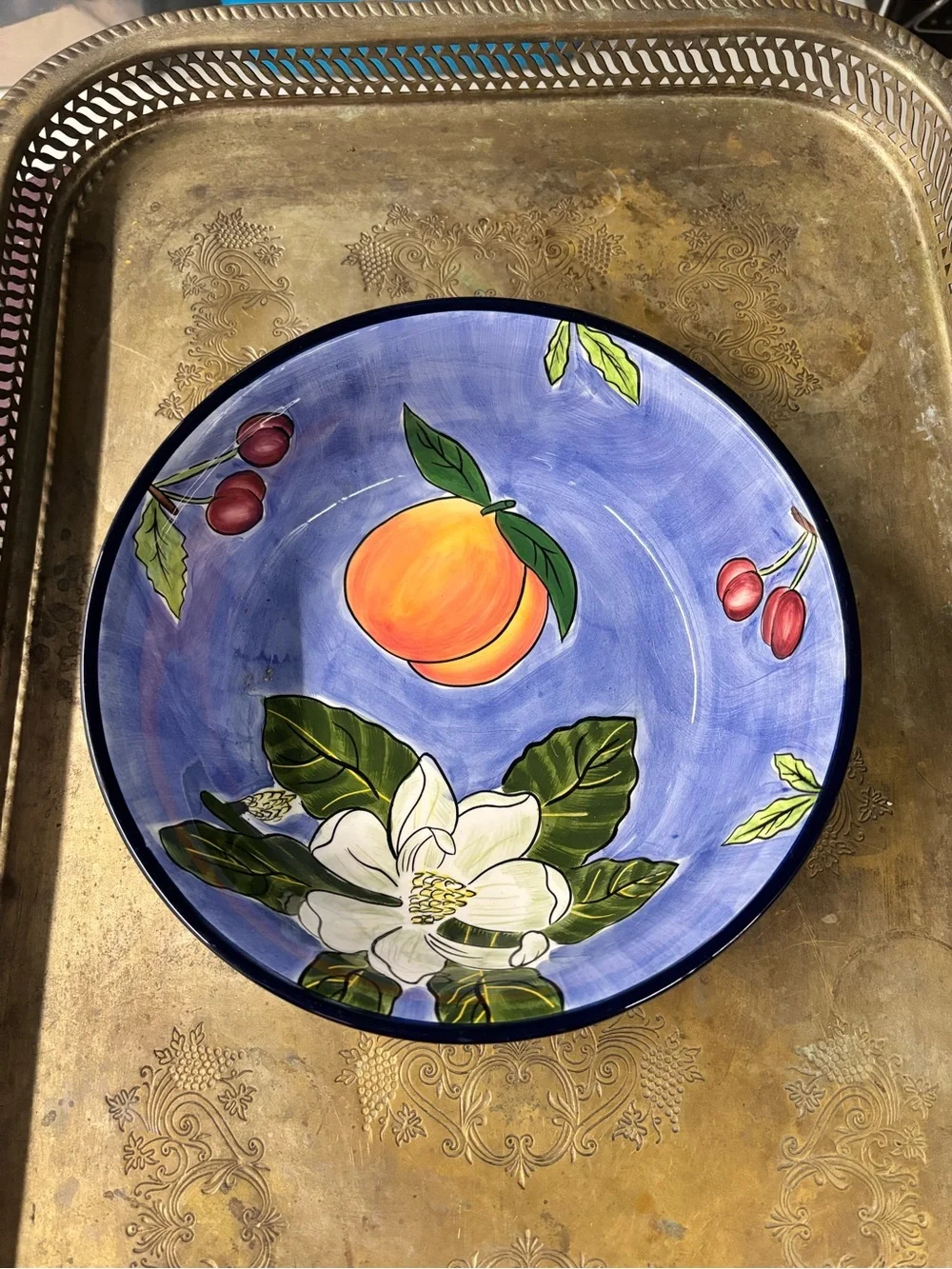Inspirado Stonelite Peach, Cherries & Hibiscus Large Bowl
